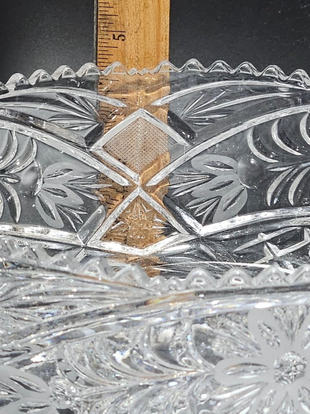 Anna Hutte Cut Glass Bowl vintage West Germany Lead Crystal footed Centerpiece - Picture 6 of 10